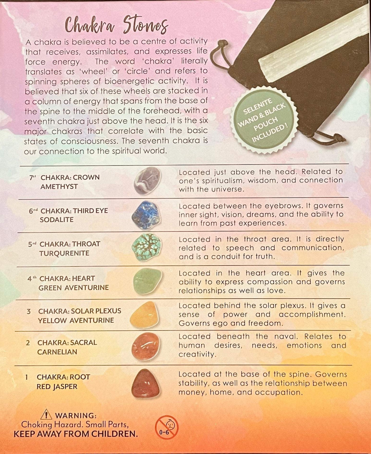 chakra gemstone set back view