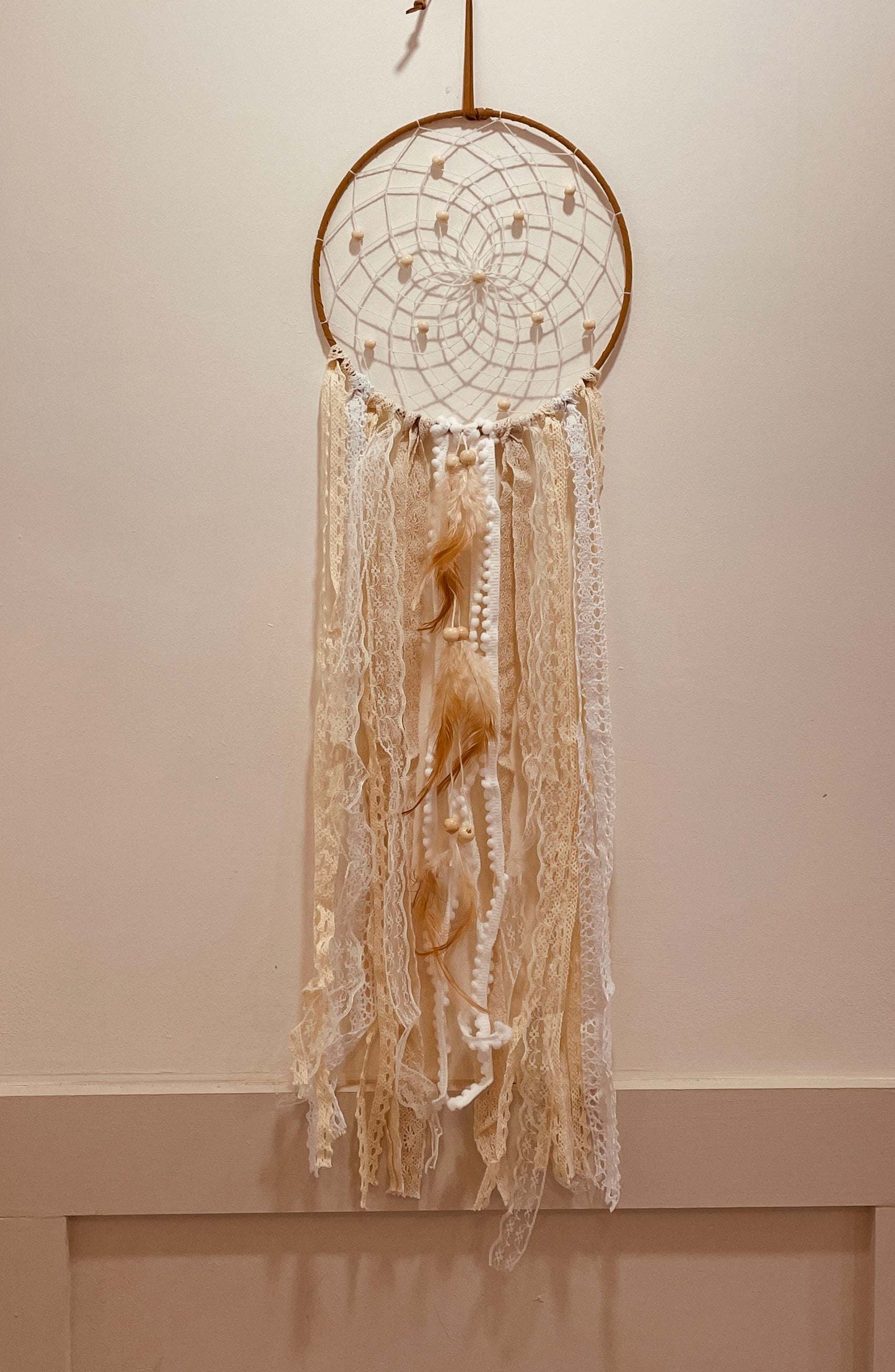 Indian style multi-ring Dreamcatcher with intricate handcrafted details.