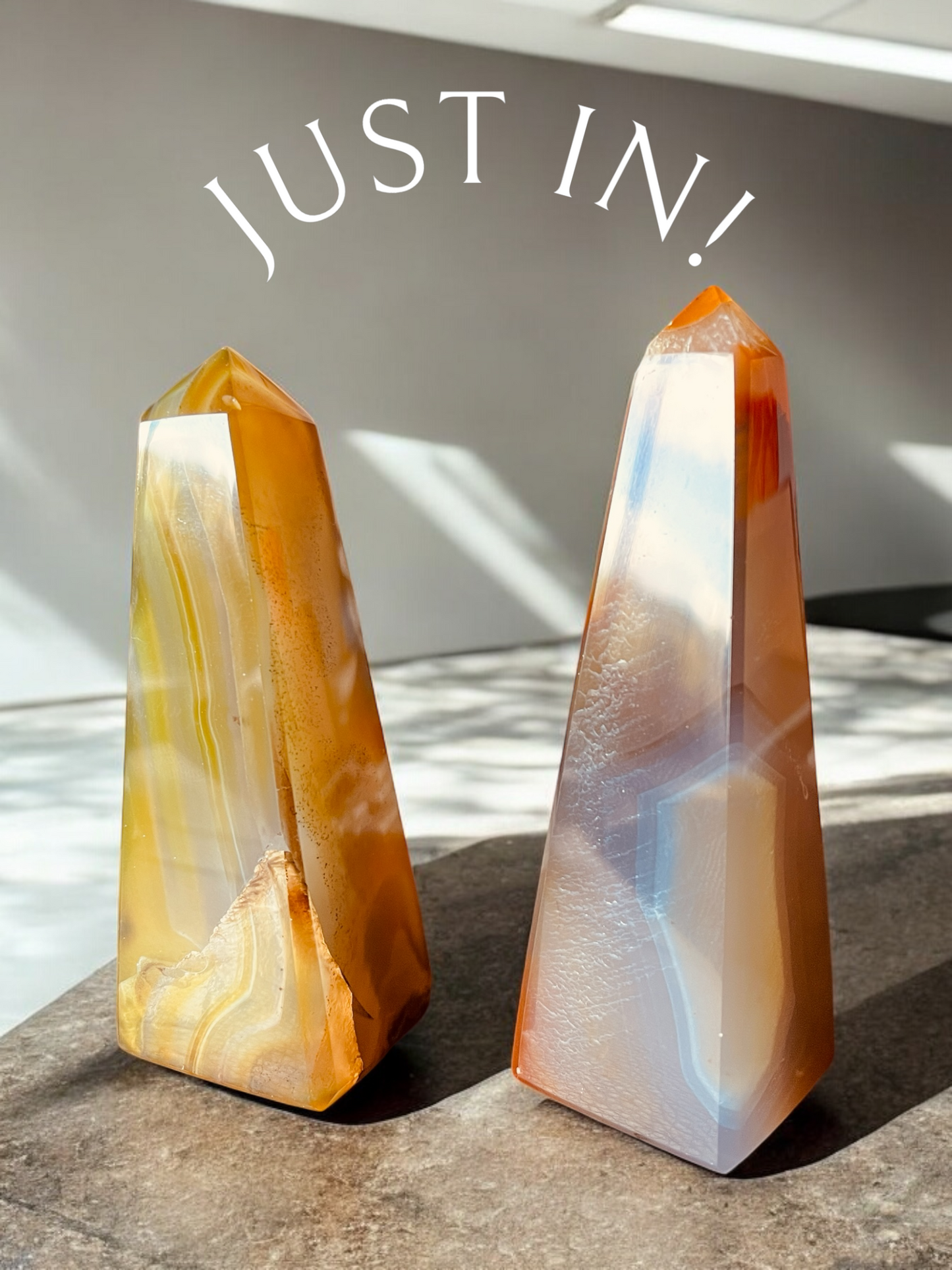 Agate Obelisk for home decor and meditation, 85mm tall, grounding and protective crystal with natural banding.