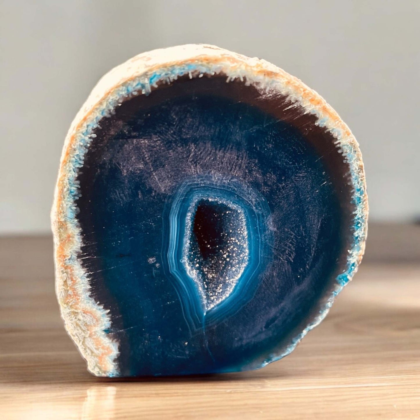 Brazilian Cut Agate geode showcasing vibrant colors and crystal formations.