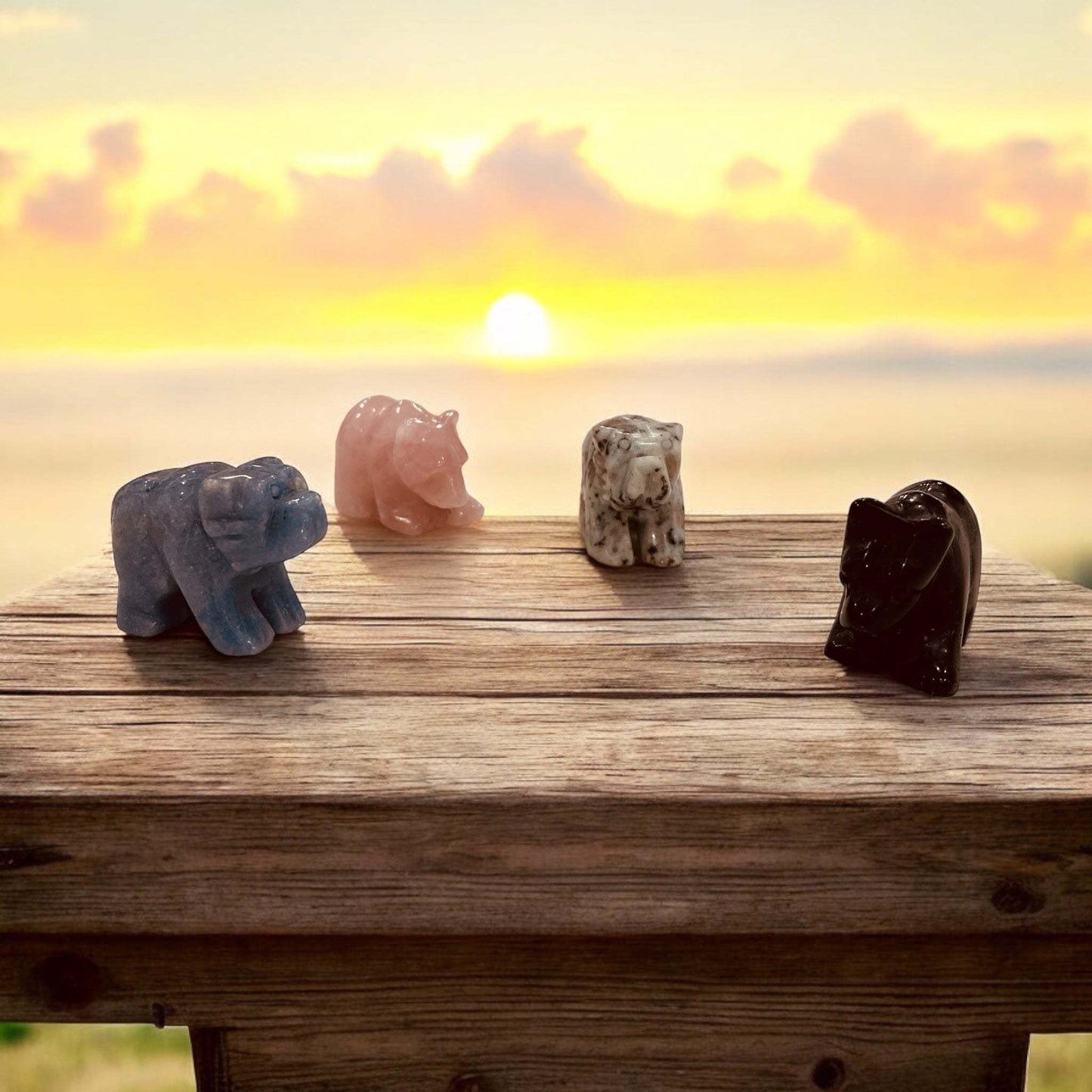 Hand Craved Gemstone Bear