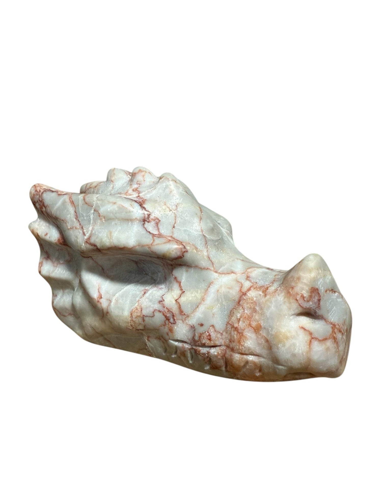 Large Red Vein Jasper Dragon Head Carving: Strength & Protection