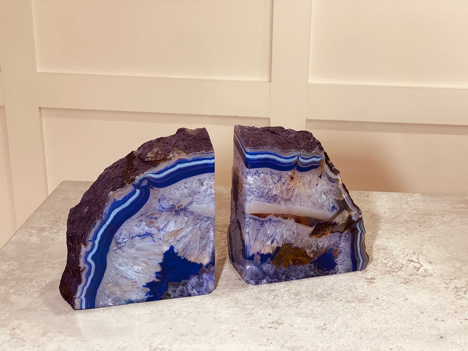 Purple Agate Book ends, front view