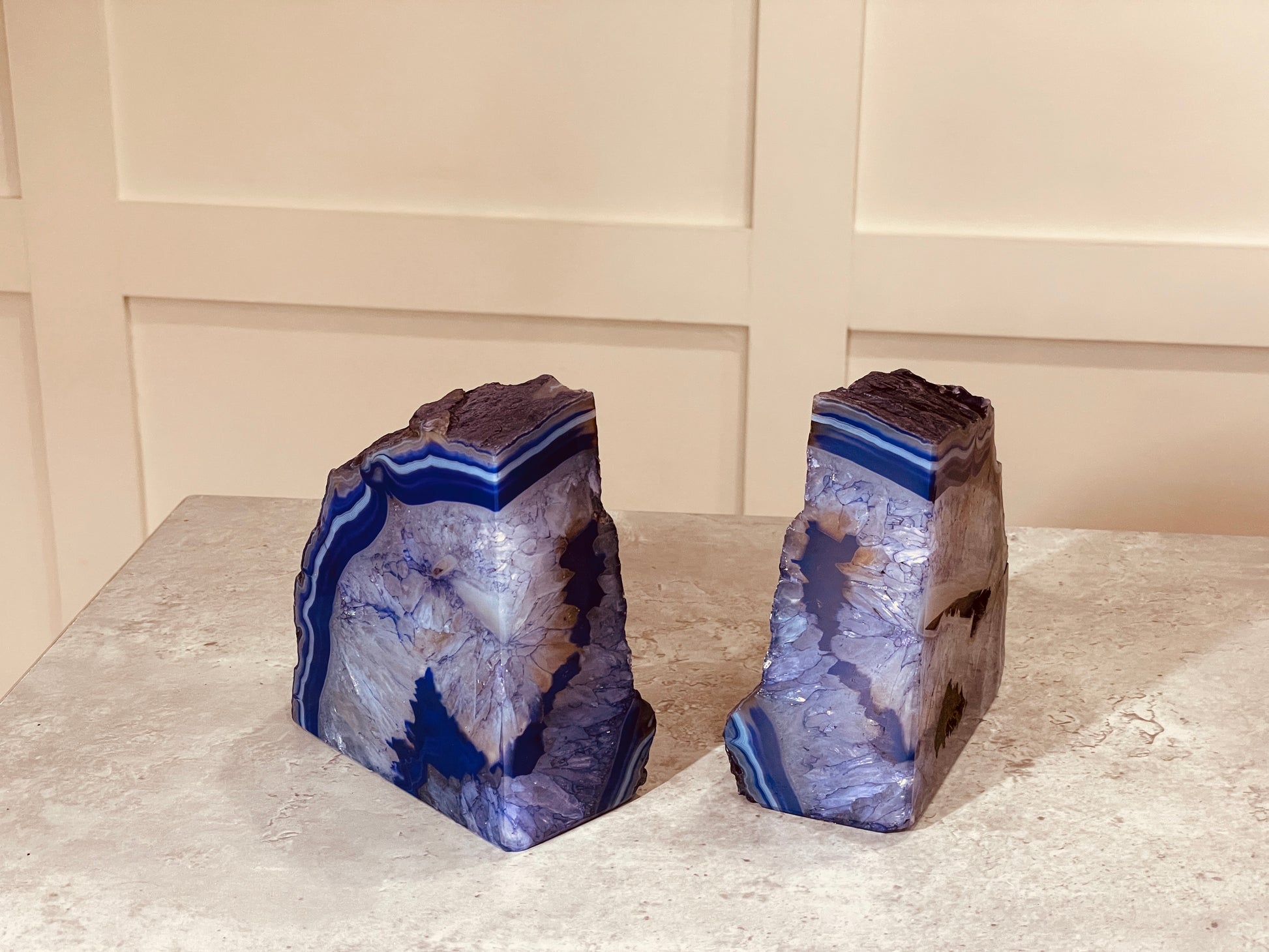 Purple Agate Book ends, front edge