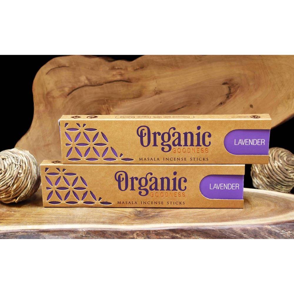 Sacred Organic Incense Sticks in lavender scent, hand-rolled with organic materials, for purity and harmony.