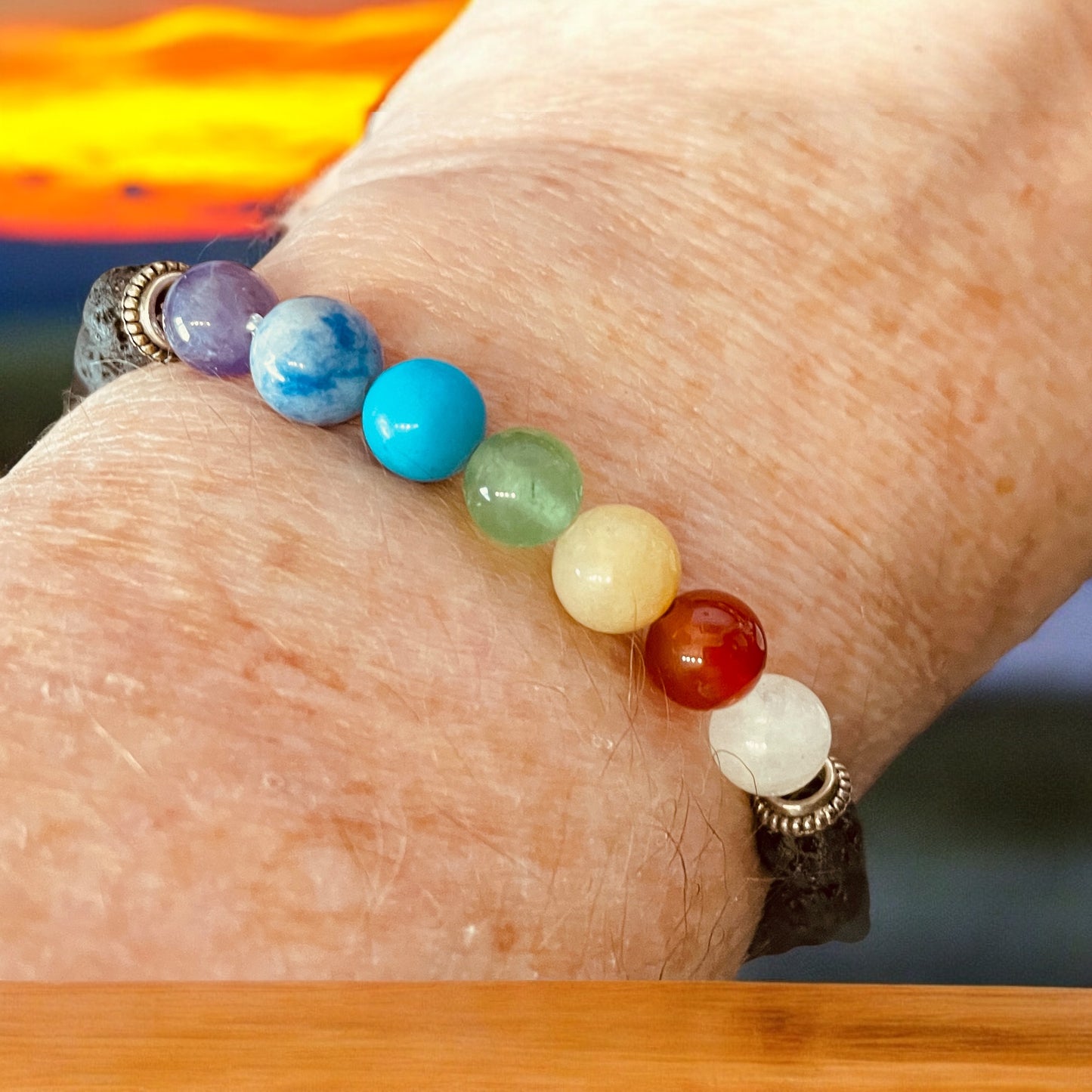 chakra bracelet on wrist