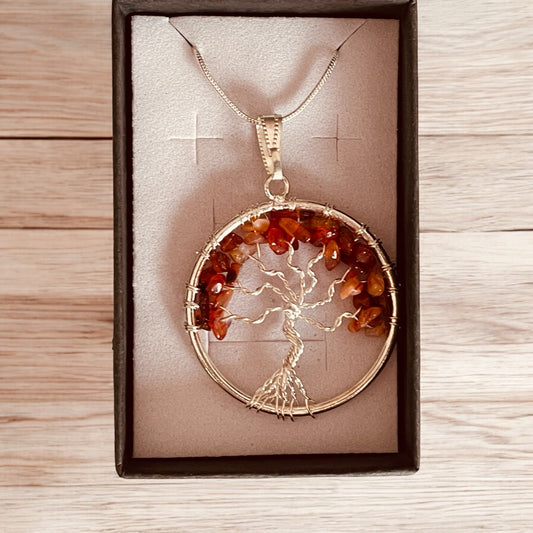 Tree of Life Pendant in Carnelian 