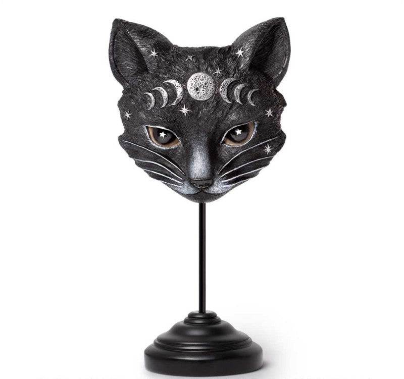 Mystic Moon Cat mask with lunar designs, symbolizing mystical protection and elegance.